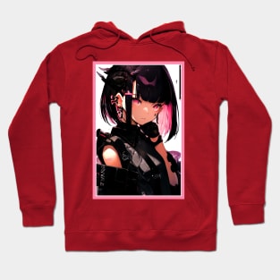 Aesthetic Anime Girl Pink Rosa Black | Quality Aesthetic Anime Design | Chibi Manga Anime Art Hoodie